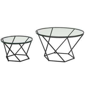 Aman Geometric Glass 2 Piece Coffee Table Set by Everly Quinn