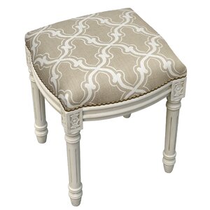 Trellis Linen Upholstered Vanity Stool