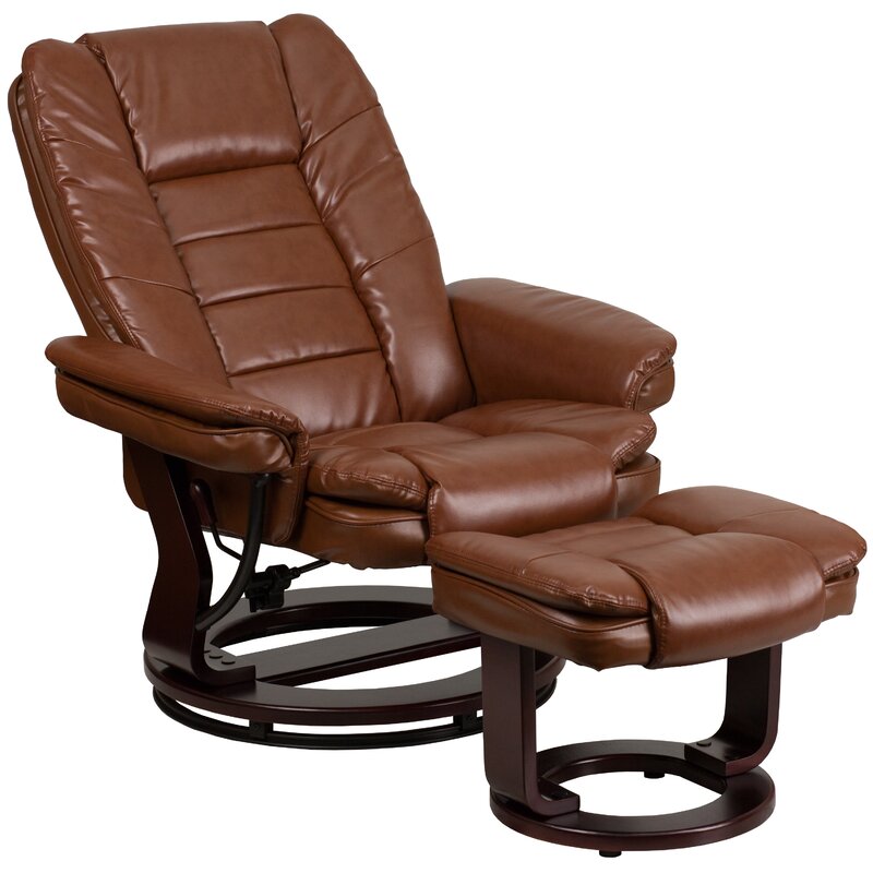 Charlton Home Albury Manual Swivel Recliner With Ottoman & Reviews ...