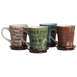 4 Piece Reactive Coffee Coaster Mug Set