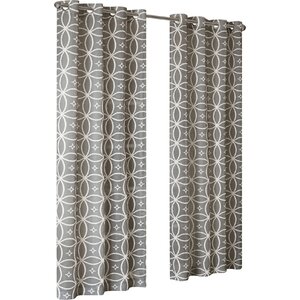 Cyrus Geometric Semi-Sheer Grommet Single Curtain Panel