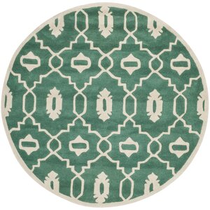 Wilkin Moroccan Hand-Tufted Wool Teal/Ivory Area Rug