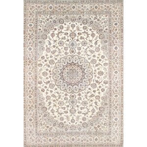 Persian Nain Hand Knotted Wool Ivory Area Rug