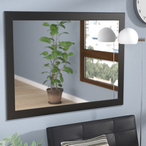 American Made Black Satin Wide Wall Mirror
