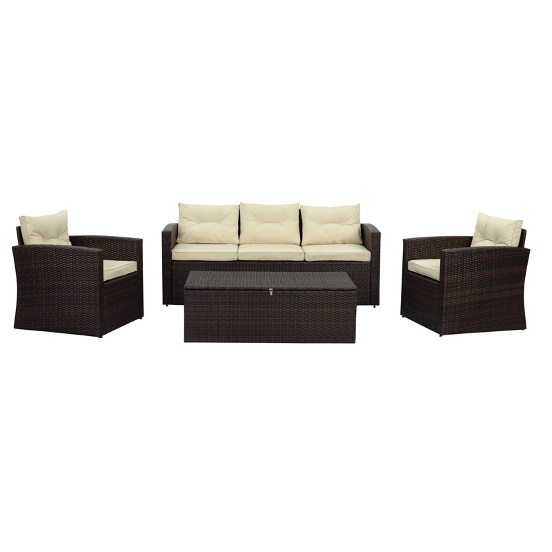 Arlington 4 Piece Rattan Sofa Seating Group With Cushions