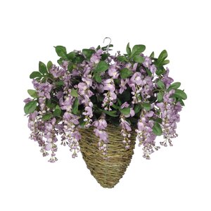 Artificial Wisteria Hanging Plant in Beehive Basket