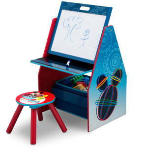 Disney Mickey Mouse Activity Center Easel Art Desk with Stool and Toy Organizer by Delta Children