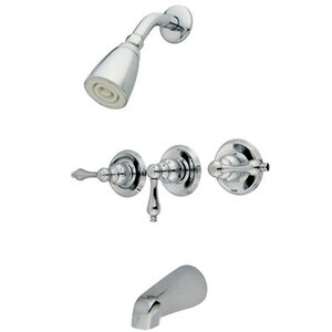 Volume Control Tub and Shower Faucet with Metal Lever Handles