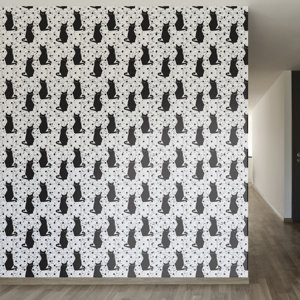 Hand Drawn Cat Pattern Removable 8' x 20