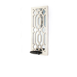 Traditional Metal Sconce Candle with Mirror (Set of 2)