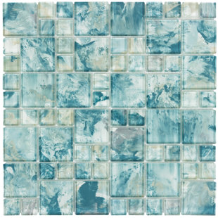 Turquoise Tile Wayfair Modular Translucent Random Sized Gl Mosaic Tile In Glossy Blue Turquoise