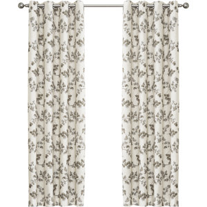 Nicolette Nature/Floral Room Darkening Grommet Single Curtain Panel
