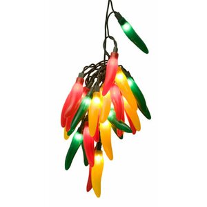 35-Light Chili Pepper Cluster String Lights