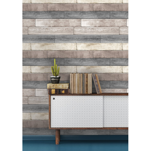 NuWallpaper Reclaimed Wood Plank 5.5m L x 52cm W Brick ...