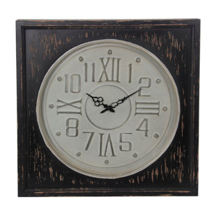 White Wood Clock Wayfair Barnesville White Black Metal And Wood Wall Clock