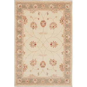 One-of-a-Kind Barrows Hand-Knotted Cream Area Rug