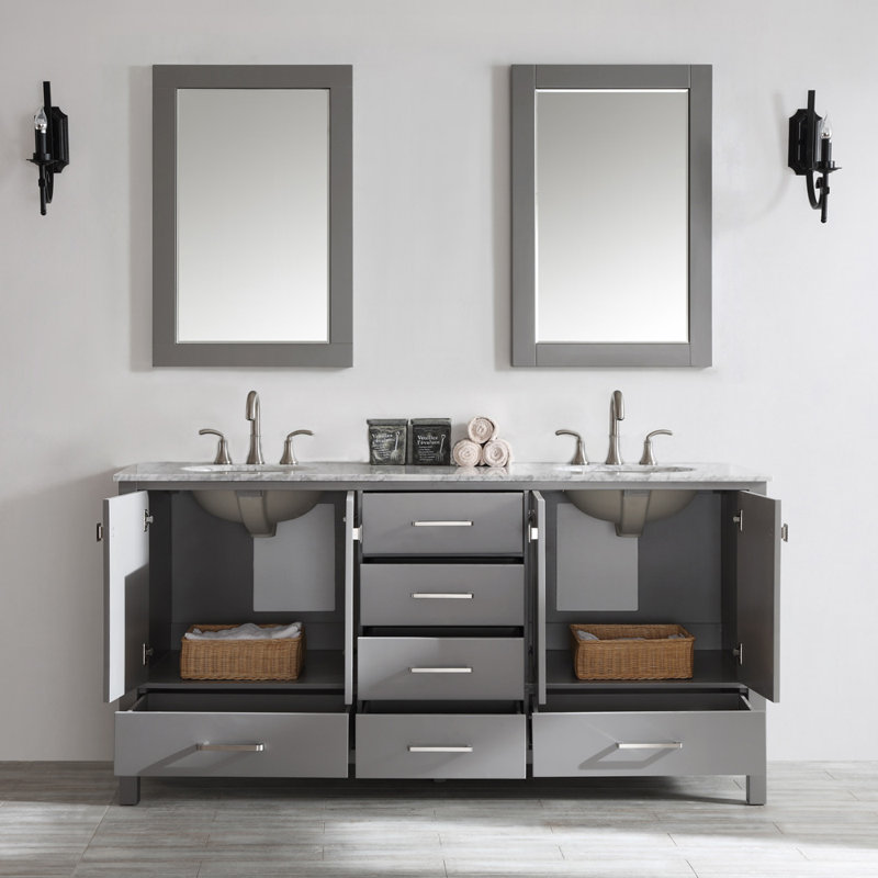 Beachcrest Home Newtown 72" Double Vanity Set with Mirror & Reviews
