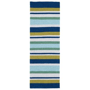 Staple Hill Hand-Tufted Stripe Blue Indoor/Outdoor Area Rug