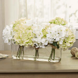 Hydrangea Centerpiece in Glass Vase