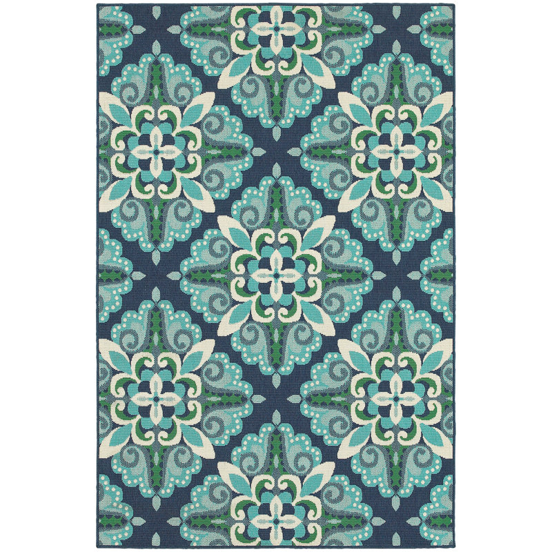 Beachcrest Home Kailani Contemporary Blue Green Indoor Outdoor Area Kailani Contemporary Blue Green Indoor Outdoor Area Rug