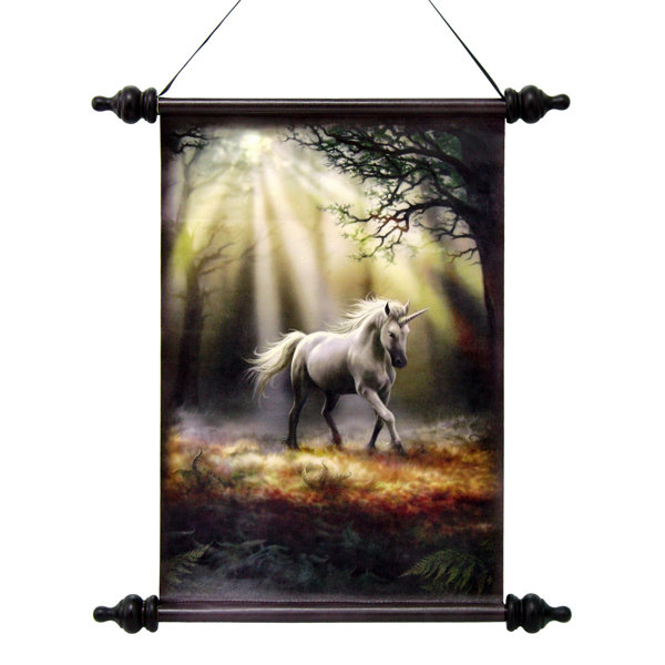 Design Toscano Glimpse of a Mystic Unicorn Canvas by Anne Stokes Wall Scroll Tapestry & Reviews