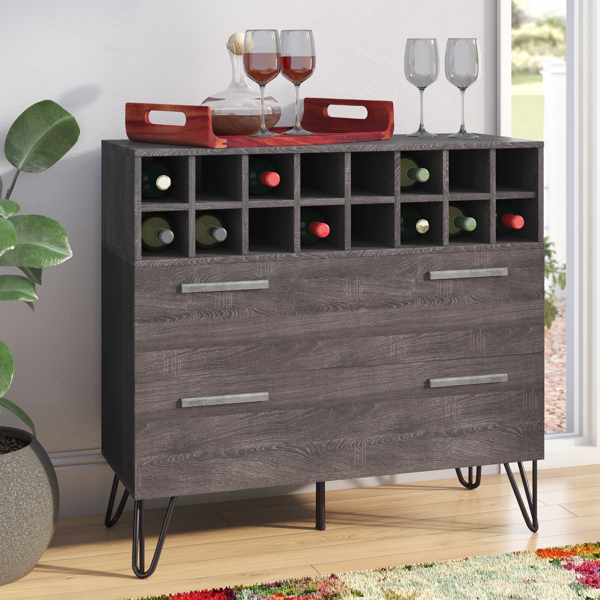 Langley Street Aguirre Mid Century Bar Cabinet Wayfair