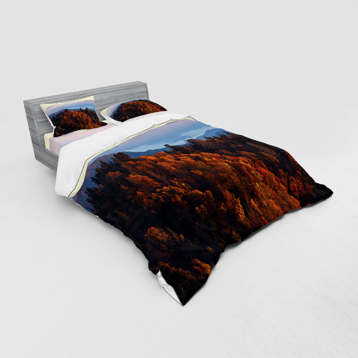 East Urban Home Sunrise At The Mountains Pine Trees Covered On