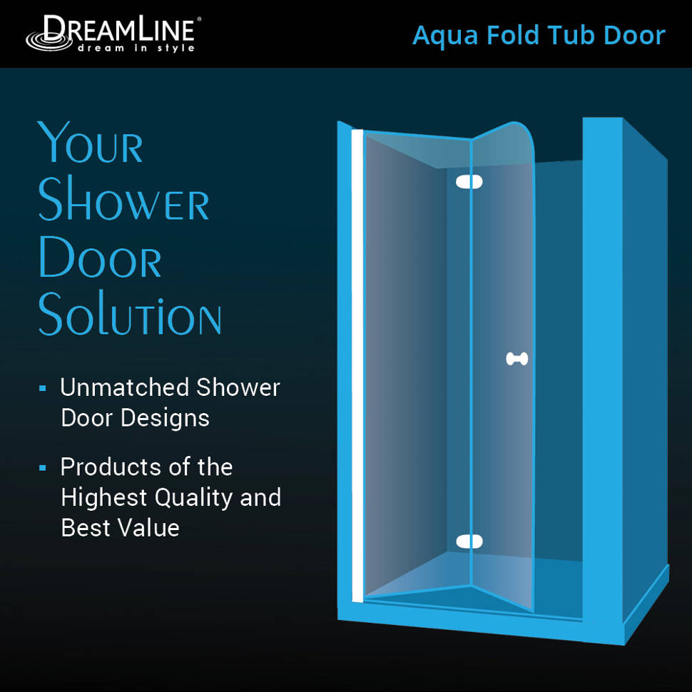 Dreamline Aqua Fold 33 5 X 72 Folding Frameless Shower Door Dreamline Aqua Fold Tub Door