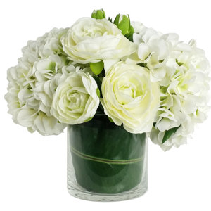 Artificial Silk Mixed Floral Arrangements in Decorative Vase