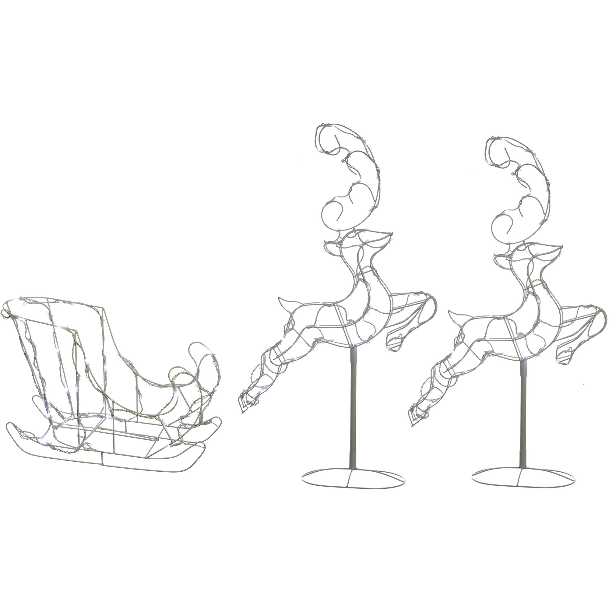 Flying Reindeer Sleigh Lighted Display