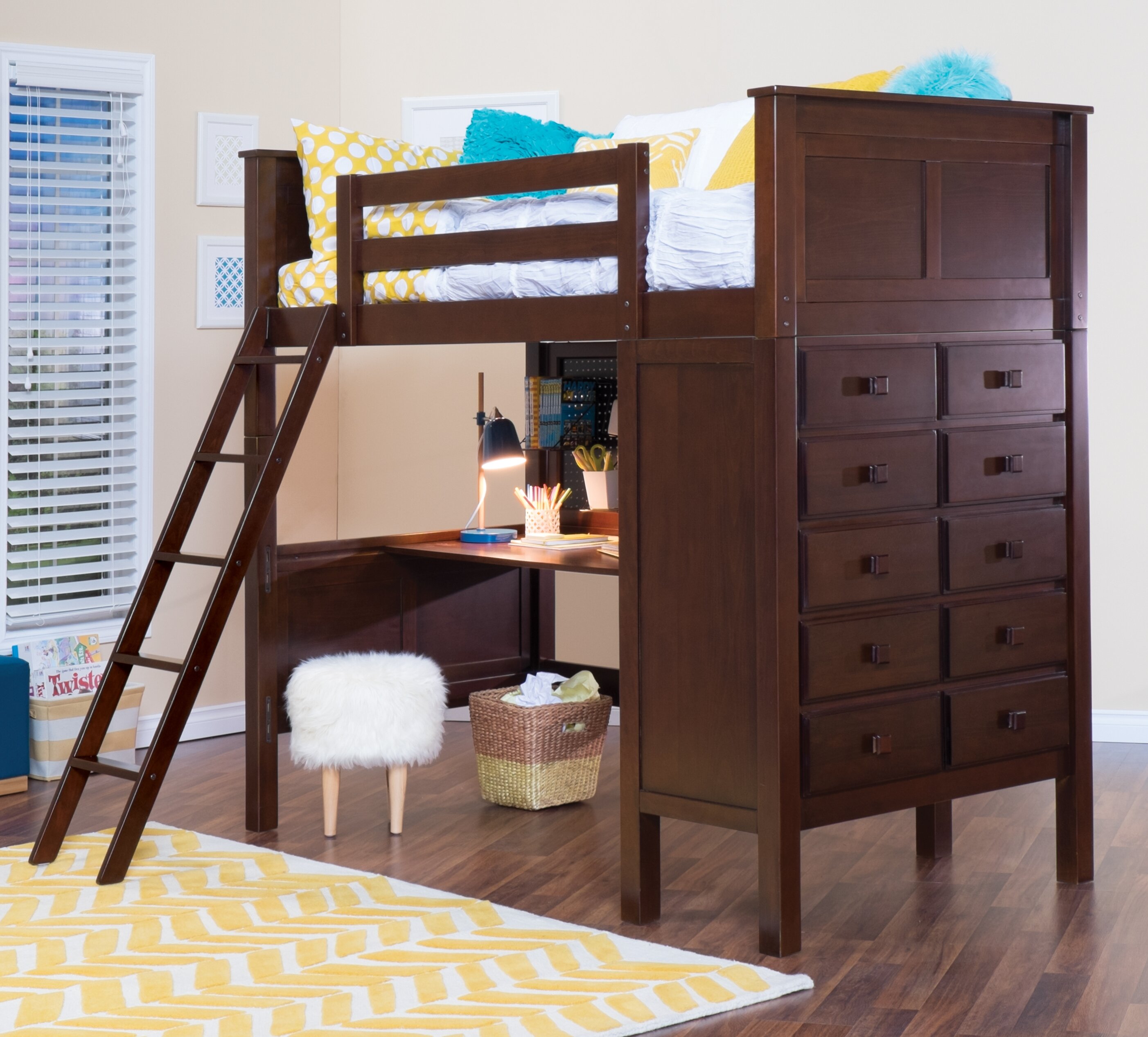 Zoomie Kids Sandisfield Twin Loft Bed With Shelves And Drawers