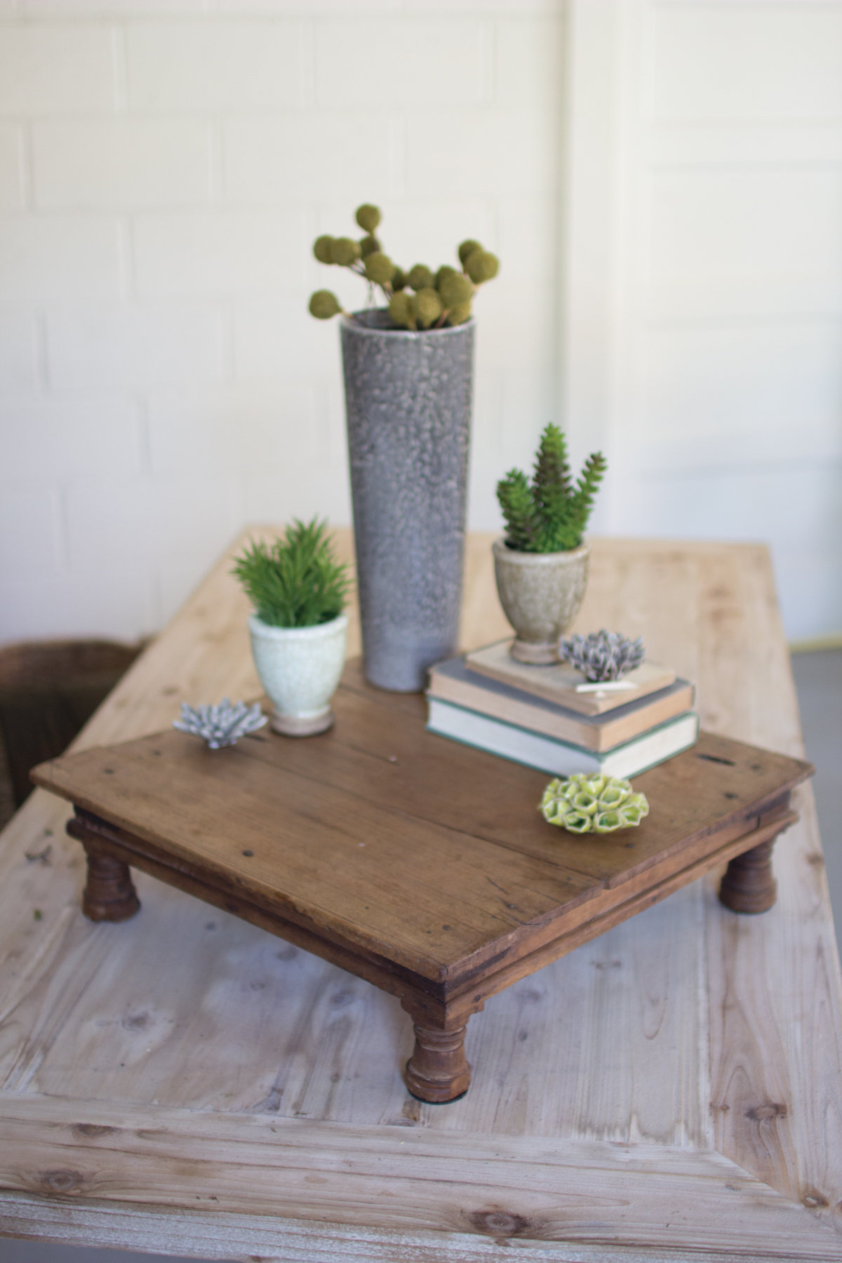 Gracie Oaks Jacobs Repurposed Antique Wooden Riser End Table Wayfair