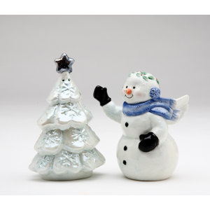 Snowman with Xmas Tree Salt and Pepper Set