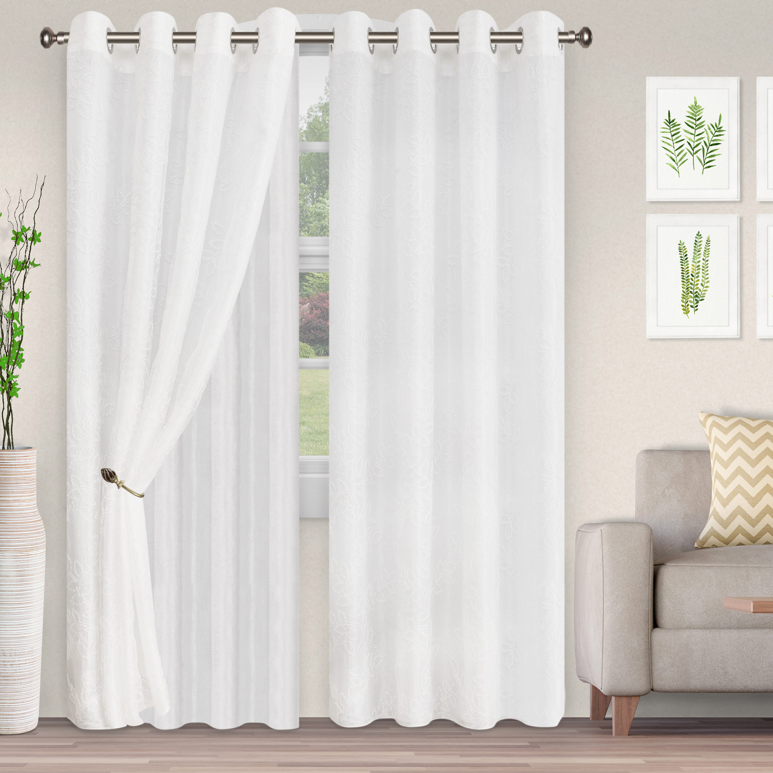 Charlton Home Verndale Lightweight Floral Semi Sheer Grommet Panel