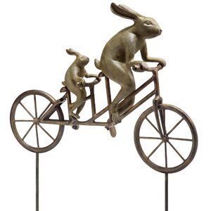 Tandem Bicycle Bunnies Garden Statue