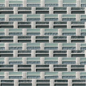 Ocean Wave Pattern Glass/Stone Mosaic Tile in White/Green