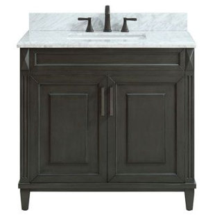 White Vanity Black Top Wayfair Potvin Marble Top 37 Single Bathroom Vanity Set