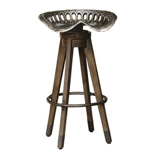 Saddle Barstool Chestnut Wire Brush boone linville farm swivel bar stool