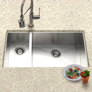 70 30 Kitchen Sink Wayfair Contempo 33 X 18 Zero Radius Undermount Double Bowl 70 30 Kitchen Sink