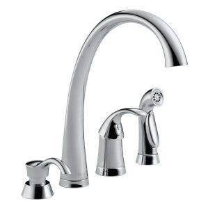 Delta Pilar Single Handle Kitchen Faucet with Spray and Soap Dispenser