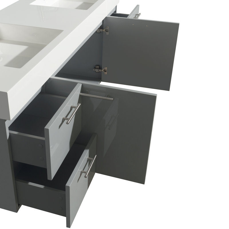 Wyndham Collection Amare 72" Double Dove Gray Bathroom Vanity Set with