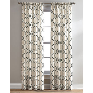 Landreneau Ogee Geometric Semi-Sheer Rod Pocket Single Curtain Panel