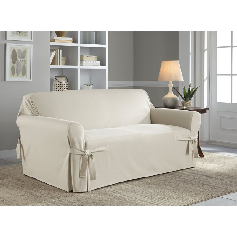 Serta Cotton Duck Box Cushion Loveseat Slipcover & Reviews Wayfair
