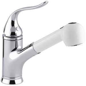 Coralais Single-Hole or Three-Hole Kitchen Sink Faucet with Pullout White 9