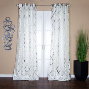 Casablanca Geometric Semi-Sheer Grommet Single Curtain Panel