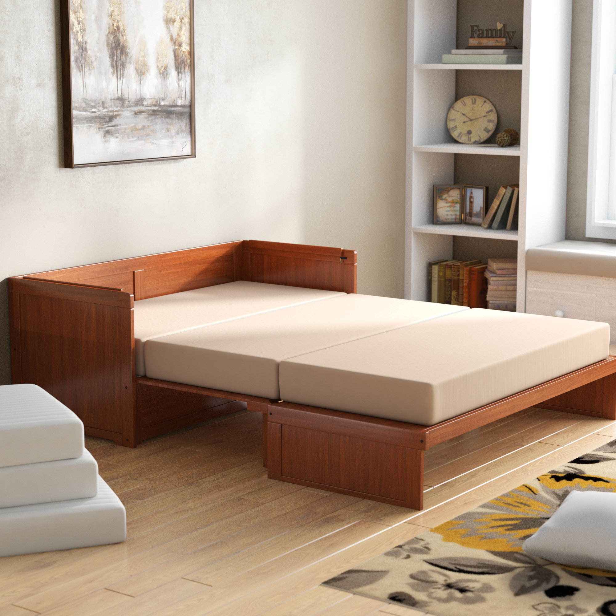 Wayfair Canora Grey Barham Cube Queen Murphy Bed With Mattress