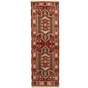 Kazak Hand-Knotted Burgundy/Ivory Area Rug