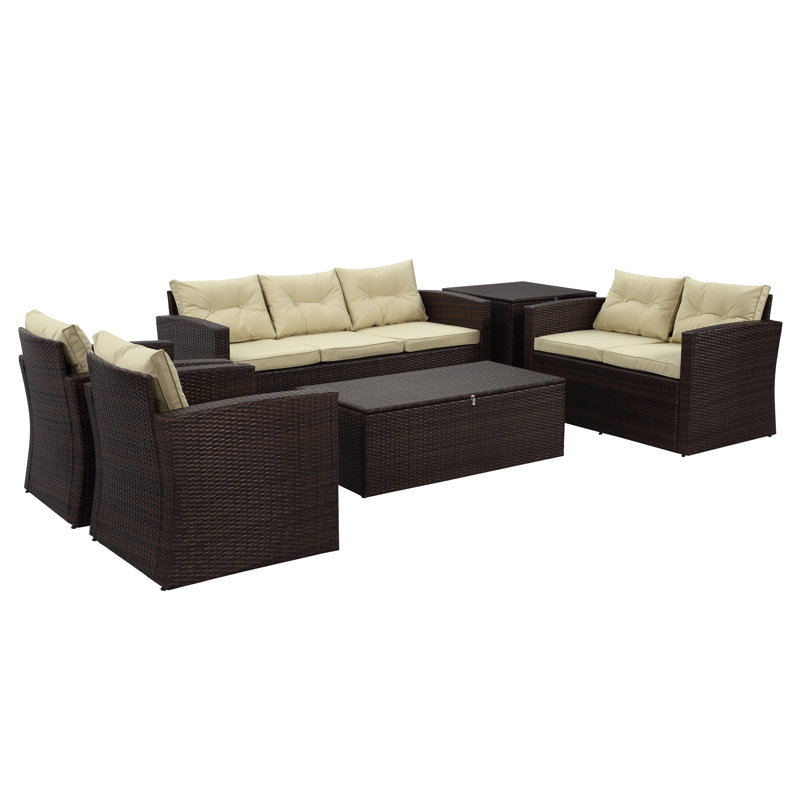 Arlington 6 Piece Rattan Sofa Seating Group With Cushions