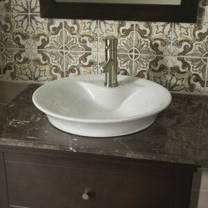 Ceramic Circular Vessel Bathroom Sink with Overflow