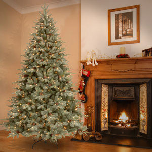 7.5' Green Spruce Artificial Christmas Tree with 750 Clear Light and Stand